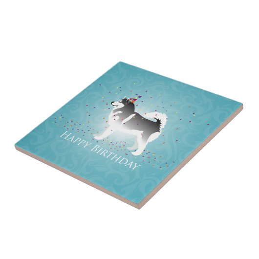 Carreau Malamute d'Alaska conception d'anniversaire (Côté)