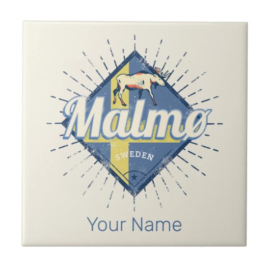 Carreau Malmo Suède Drapeau Vintage Moose Souvenir (Devant)