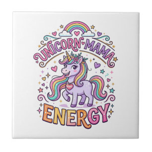 Carreau Mama Licorne Énergie Coloré Design Zazzle_1