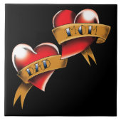 Carreau Maman Papa Red Hearts Tattoo (Devant)