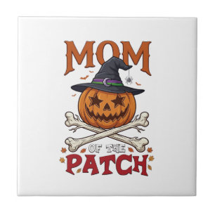 Carreau Maman Patch Citrouille d'Halloween Chapeau de Sorc
