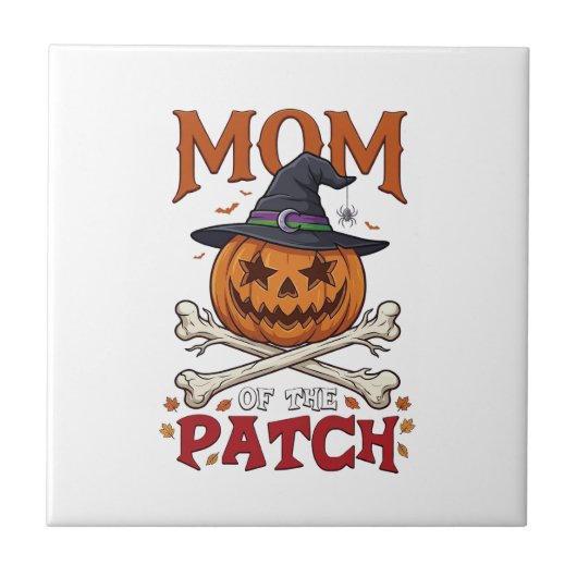 Carreau Maman Patch Citrouille d'Halloween Chapeau de Sorc (Devant)
