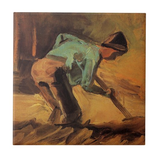 Carreau Man Stooping with Stick, Spade de Vincent van Gogh (Devant)