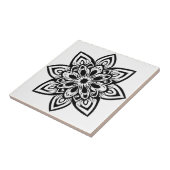 Carreau Mandala à huit points noir et blanc étoile (Côté)