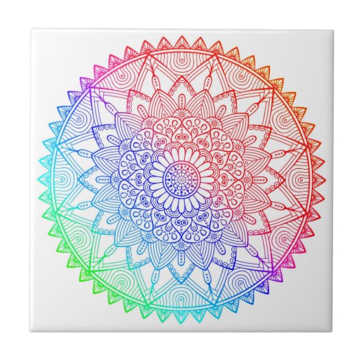 Carreau Mandala Arc-en-ciel (Devant)