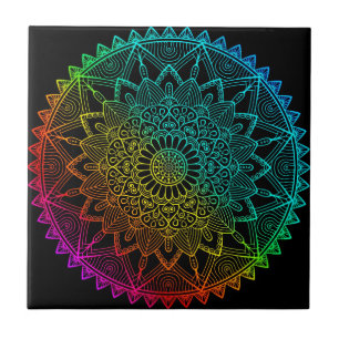 Carreau Mandala Arc-en-ciel noir