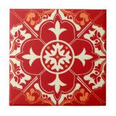 Carreau Mandala Azulejo Rouge Crème et Orange (Devant)