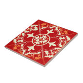 Carreau Mandala Azulejo Rouge Crème et Orange (Côté)