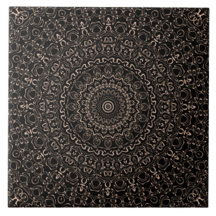 Carreau Mandala beige abricot avec symétrie élégante