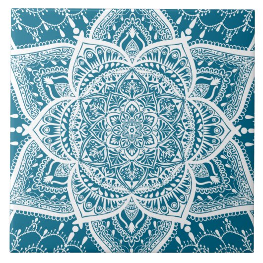 Carreau Mandala bleu et blanc - Loergann en Woad (Devant)