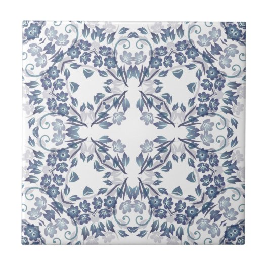 Carreau Mandala bleu poussiéreux (Devant)