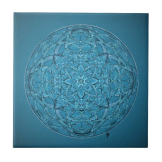 Carreau Mandala bleu tiré par la main fait sur commande