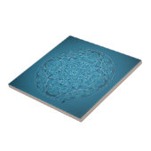 Carreau Mandala bleu tiré par la main fait sur commande (Côté)