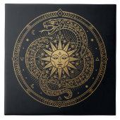 Carreau Mandala céleste du serpent doré ésotérique Soleil (Devant)