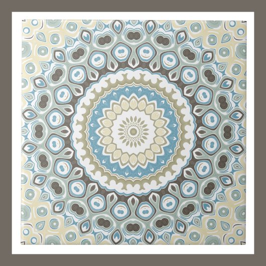 Carreau Mandala côtier dans des tons de sable, de bleu et