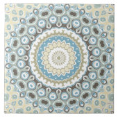 Carreau Mandala côtier dans des tons de sable, de bleu et (Devant)