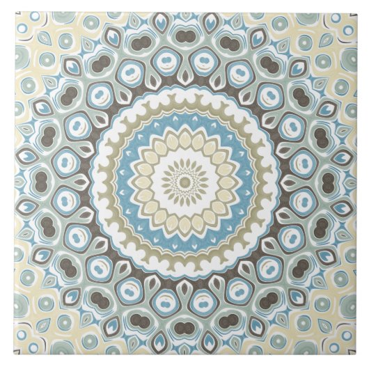 Carreau Mandala côtier dans les tons sable, bleu et bois c (Devant)