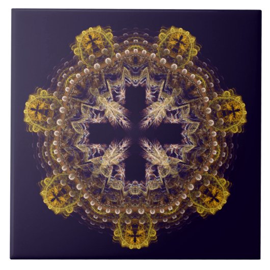 Carreau Mandala de croix fractale (Devant)