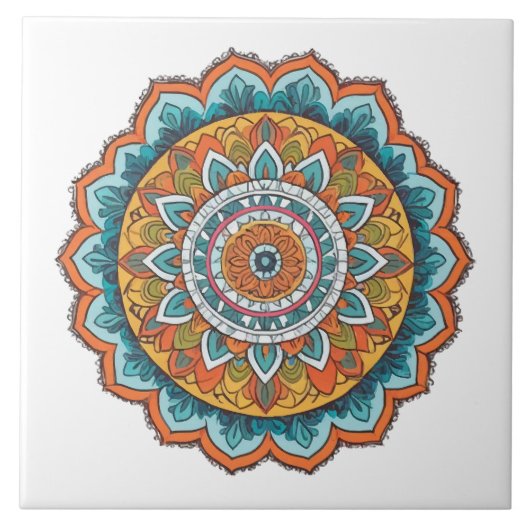 Carreau mandala de diverses couleurs (Devant)