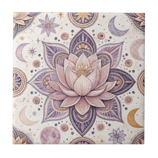 Carreau Mandala de lotus céleste motif de conception spiri (Devant)
