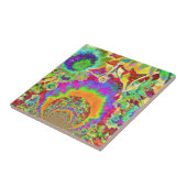 Carreau Mandala de tournesol coloré rétro (Côté)