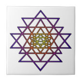 Carreau Mandala de triangle (pourpre jaune) Sri Yantra (Devant)