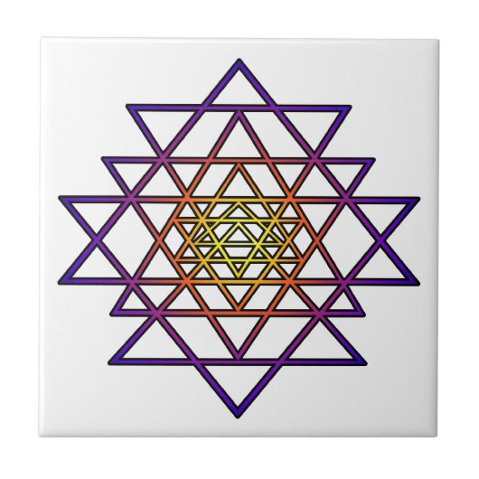 Carreau Mandala de triangle (pourpre jaune) Sri Yantra (Devant)