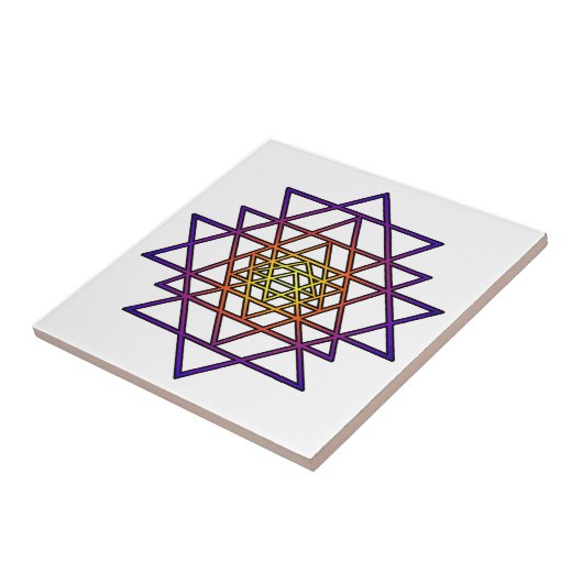 Carreau Mandala de triangle (pourpre jaune) Sri Yantra (Côté)