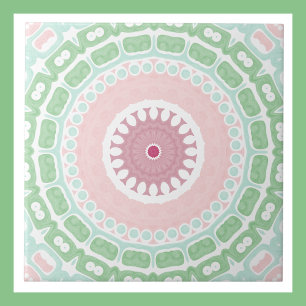 Carreau Mandala décoratif vert menthe et rose