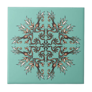 Carreau Mandala des serpents Art Nouveau - Teal Acaddemia