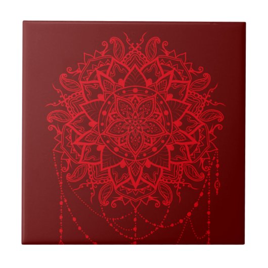Carreau Mandala design burgundy Indian (Devant)