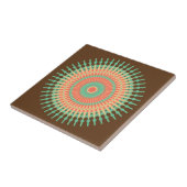 Carreau Mandala design vert, orange indienne (Côté)