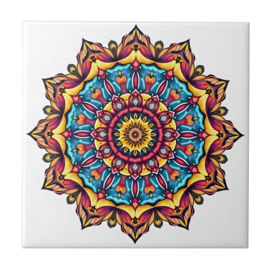 Carreau Mandala en blanc (Devant)