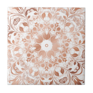 Carreau Mandala floral en or rose
