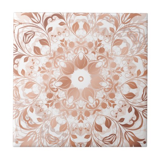 Carreau Mandala floral en or rose (Devant)
