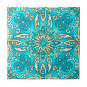 Carreau Mandala fractal turquoise (Devant)