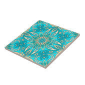 Carreau Mandala fractal turquoise (Côté)