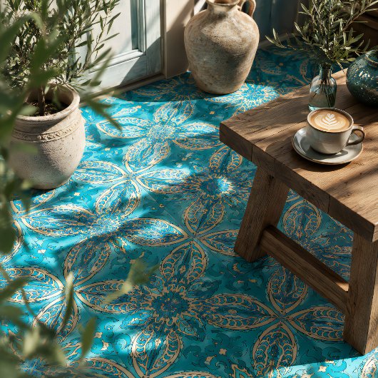 Carreau Mandala fractal turquoise