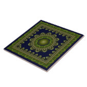 Carreau Mandala fractale lumineuse encadrée (Côté)