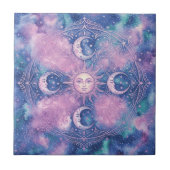 Carreau Mandala Galaxie Nébuleuse Soleil & Lune Céleste (Devant)