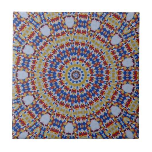 Carreau Mandala jaune bleu (Devant)