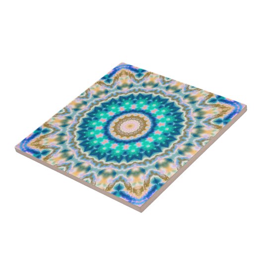 Carreau Mandala jaune turquoise (Côté)