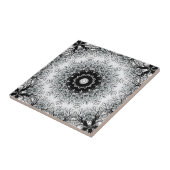 Carreau Mandala kaleidoscope carrelage noir gris blanc (Côté)