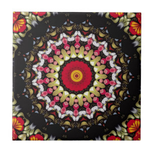 Carreau Mandala Magique Noir et Rouge