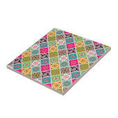 Carreau Mandala marocain motif ethnique coloré (Côté)