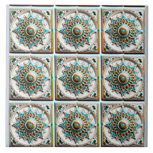 Carreau Mandala marocain Turquoise Inspiré