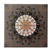 Carreau mandala moderne chic noir blanc brun simple (Devant)