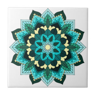 Carreau Mandala Motif 02 en aqua