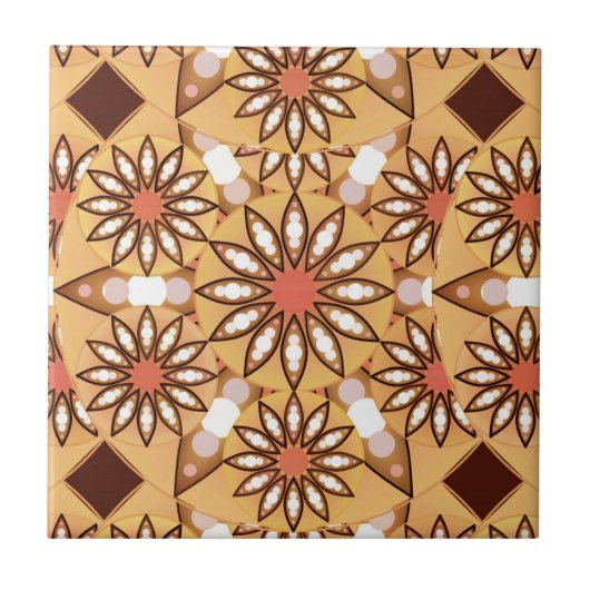 Carreau Mandala motif, bronzage caramel, chocolat (Devant)