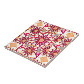 Carreau Mandala motif, corail, pêche, blanc et gris (Côté)